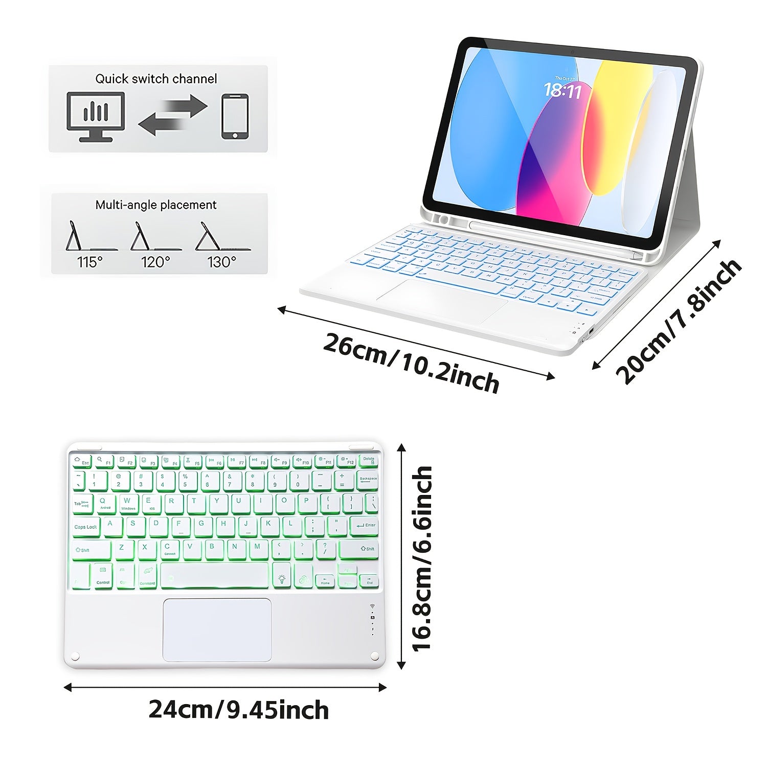 Ultra-thin RGB Wireless Keyboard Combo with Trackpad And Type-C Charging. Features A Keyboard