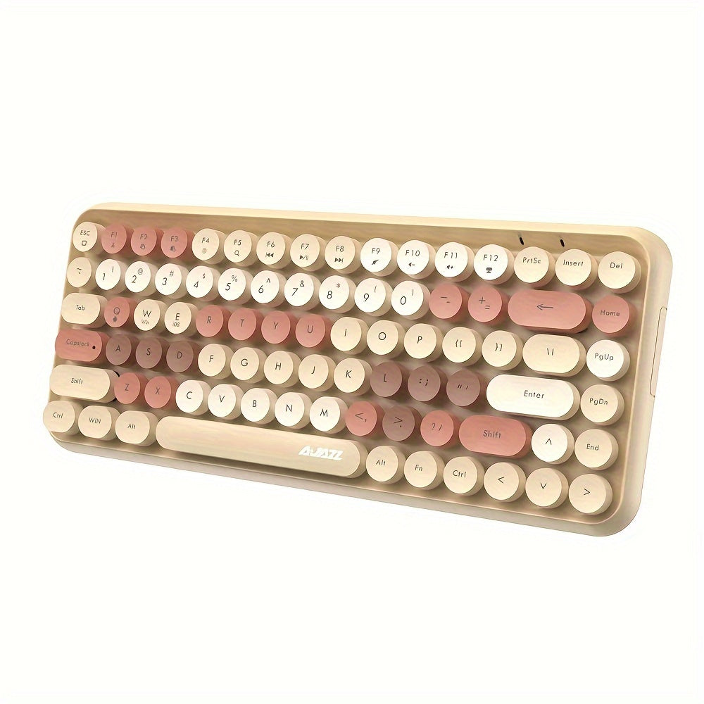 ZIYOULANG 308i Portable Lightweight Wireless Silent Keyboard Mini 84Keys Retro Design Desktop Aesthetics Suitable For Office, Home