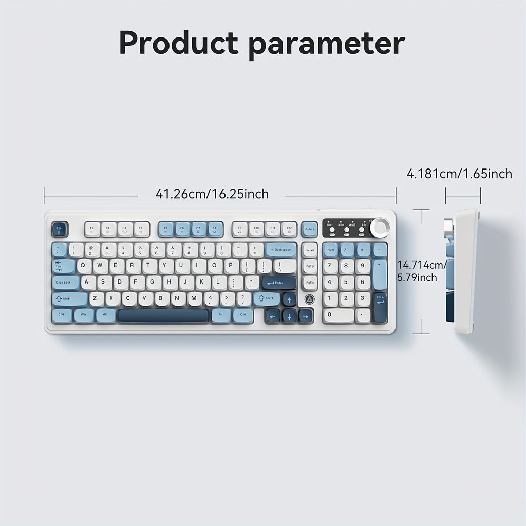 AJAZZ AF98 Wireless Rechargeable Film Keyboard RGB Backlight, Portable Black Office Keyboard - 98 Keys, Supports 2.4G\u002FBT1, with Media Knob, Ball Keycaps, Suitable for Gamers and Office Use, Compatible with Windows\u002FLaptop Gaming Peripherals