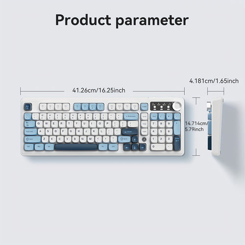 AJAZZ AF98 Wireless Rechargeable Film Keyboard RGB Backlight, Portable Black Office Keyboard - 98 Keys, Supports 2.4G\u002FBT1, with Media Knob, Ball Keycaps, Suitable for Gamers and Office Use, Compatible with Windows\u002FLaptop Gaming Peripherals