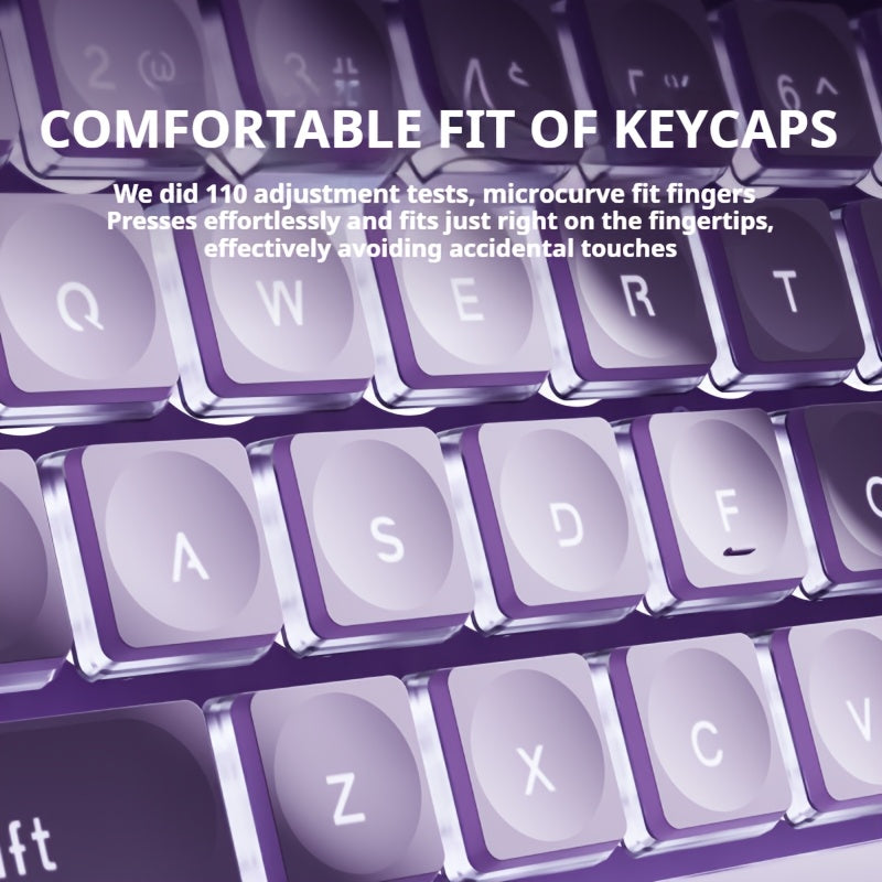 EWEADN V3 Gaming Wired Keyboard Mechanical Feel Led-Backlit, Purple Office Keyboard Silent Full Size