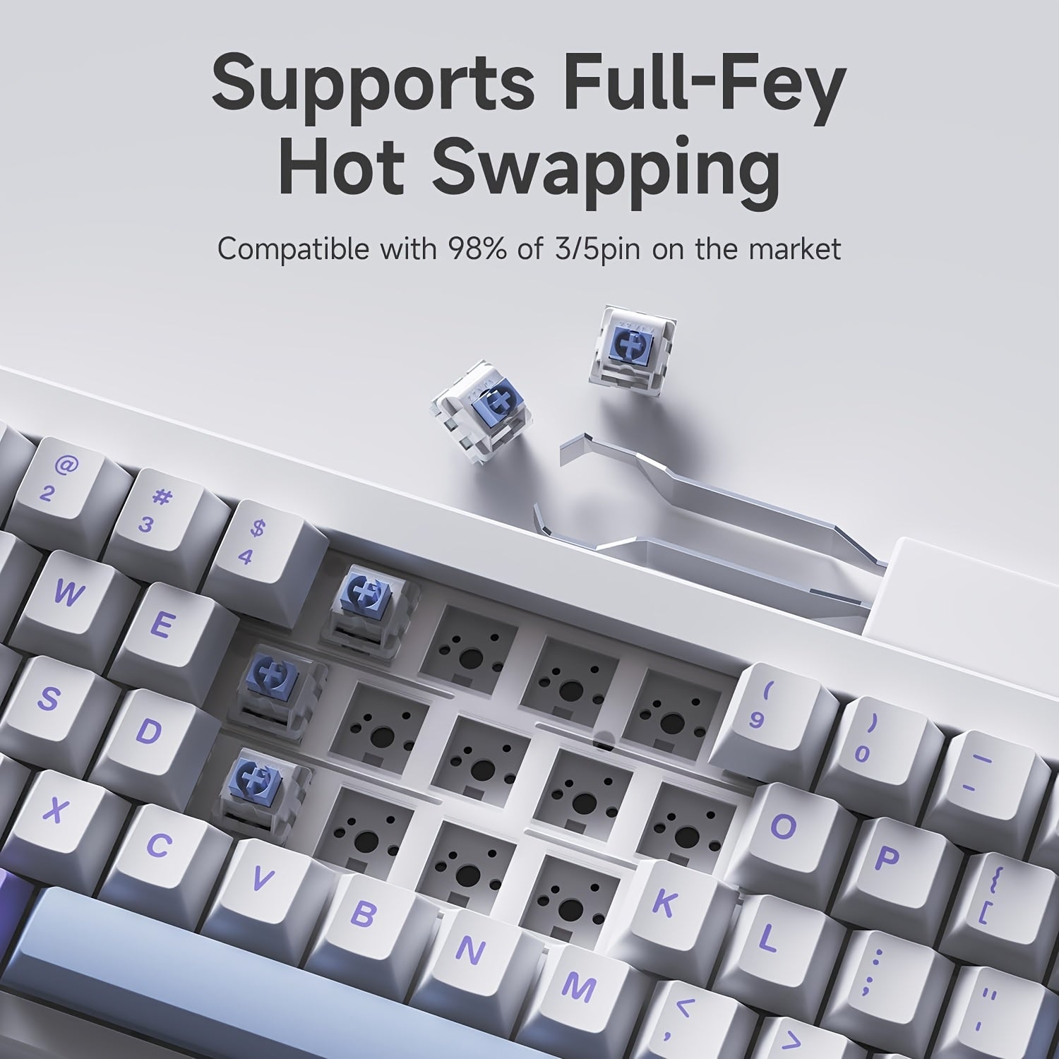 AK650 65% Compact Mechanical Gaming Keyboard with 3 Modes, Wireless Connectivity, 0.85\
