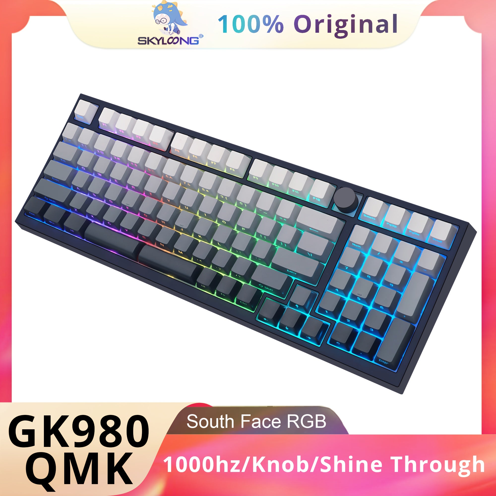 GK980 QMK\u002FVIA Wired Gaming Keyboard with 95% Layout, Silent Switches