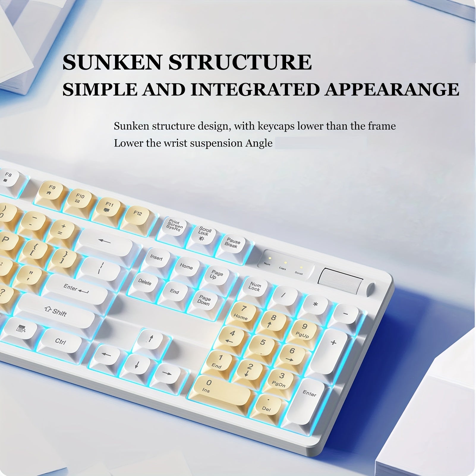 Gaming keyboard with cable USB plug and backlight, volume wheel - suitable for desktop computers, laptops and general office equipment.