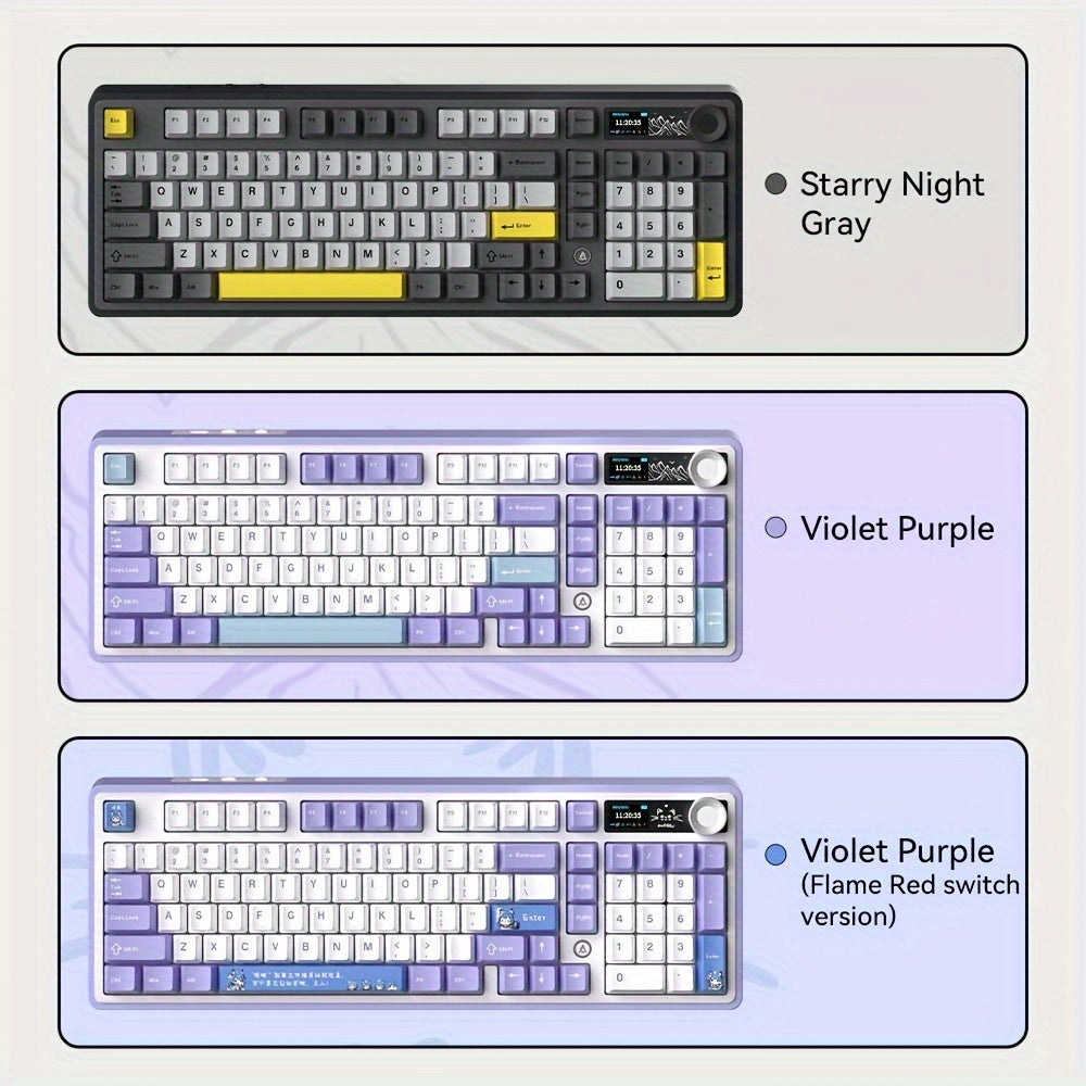 AJAZZ AK980 Mechanical Keyboard 98% Tri-mode Wireless Gaming With Colour Screen GASKET Hot-swappable
