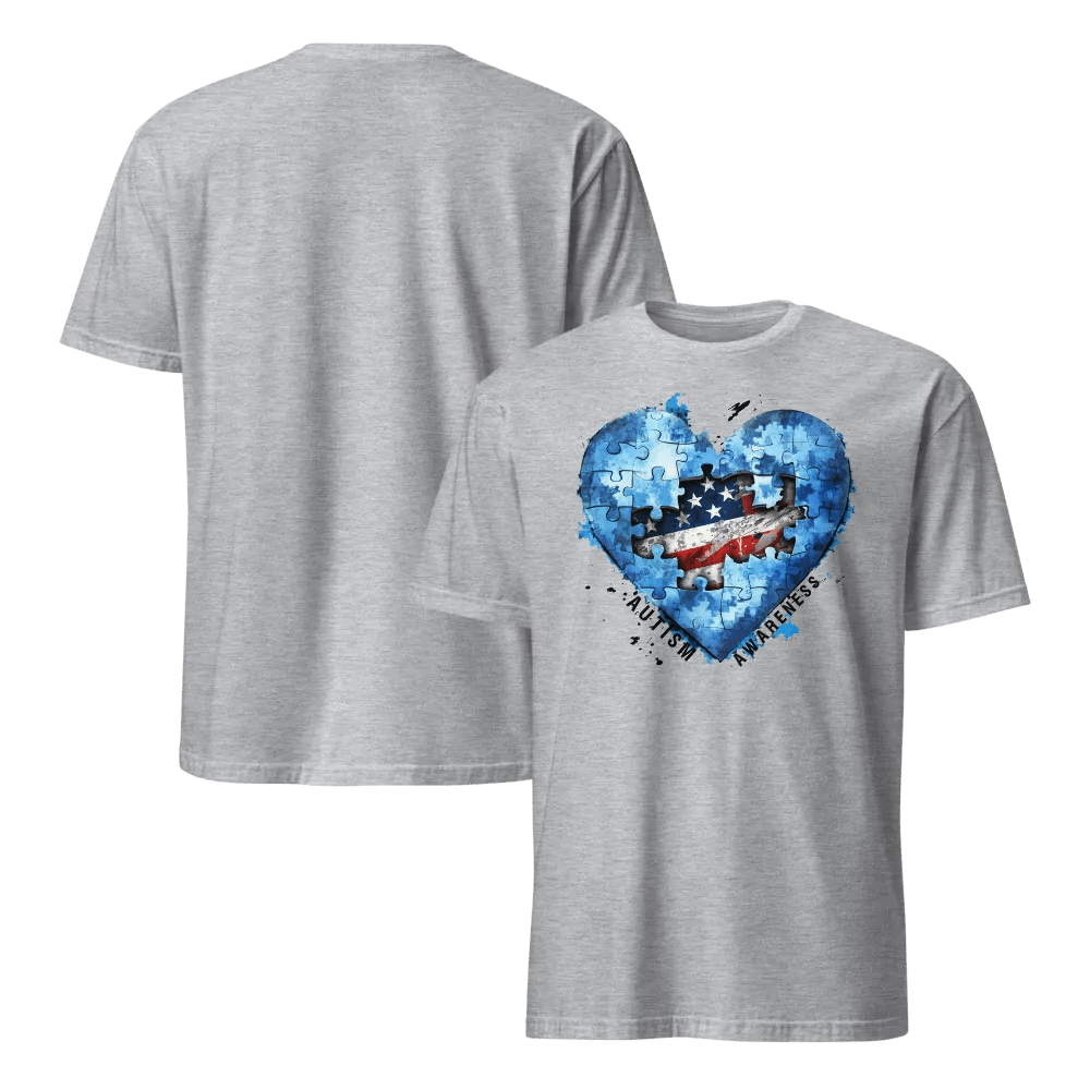Autism Heart Puzzle American Flag